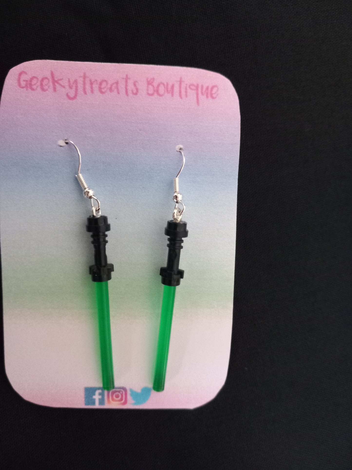 Green & Black lightsaber earrings