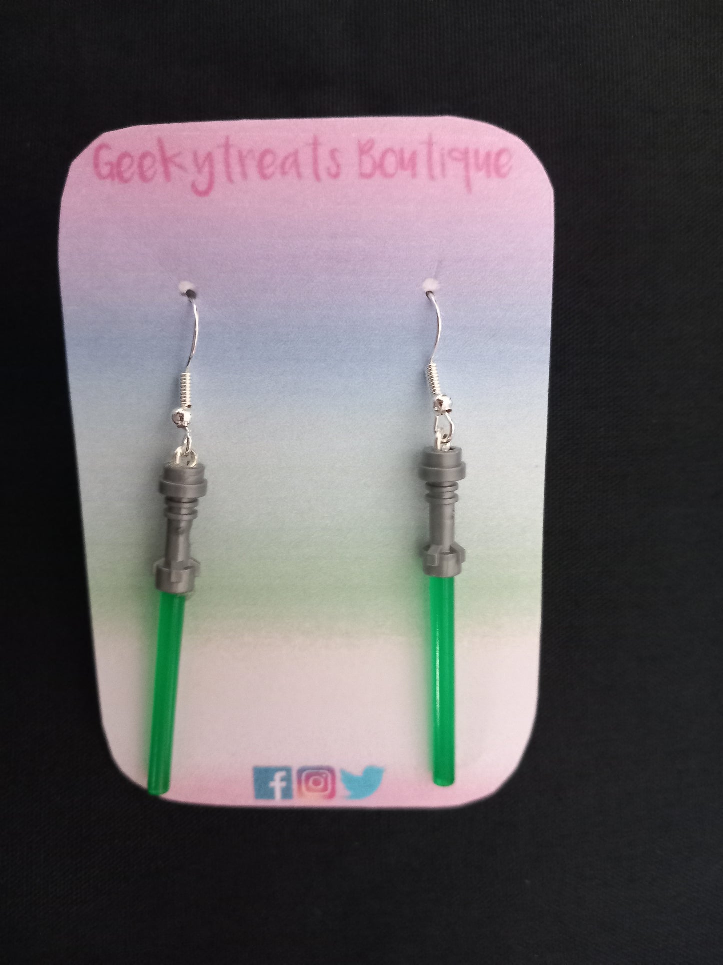 Green & Grey lightsaber earrings