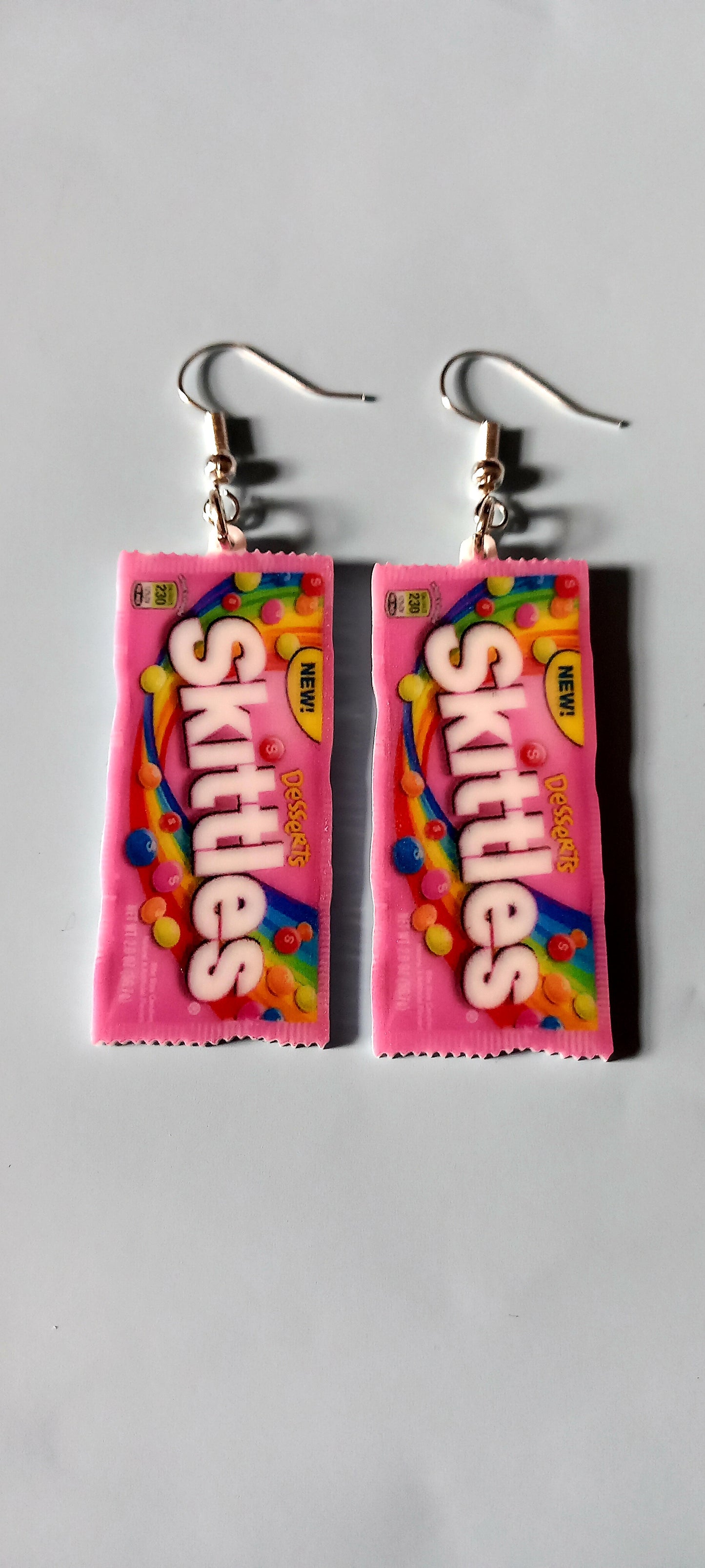 Pink Skittles acrylic earrings