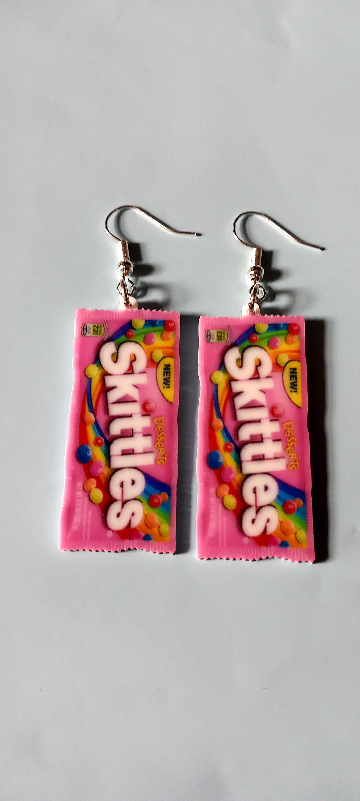 Pink Skittles acrylic earrings