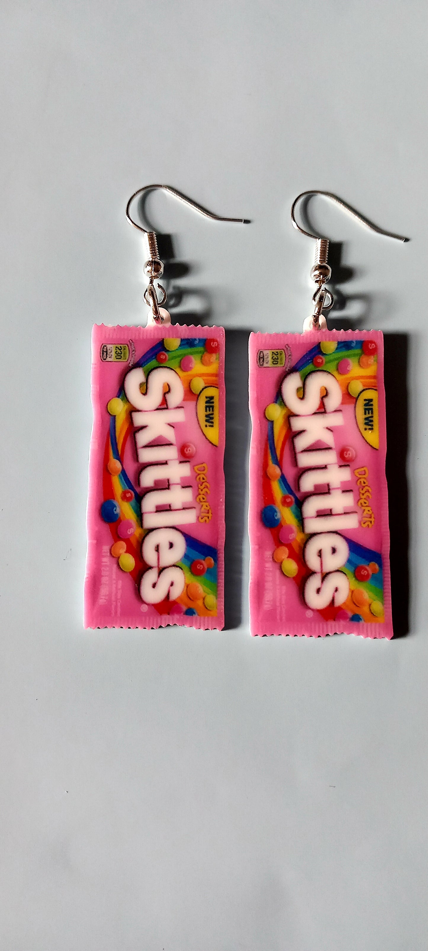 Pink Skittles acrylic earrings