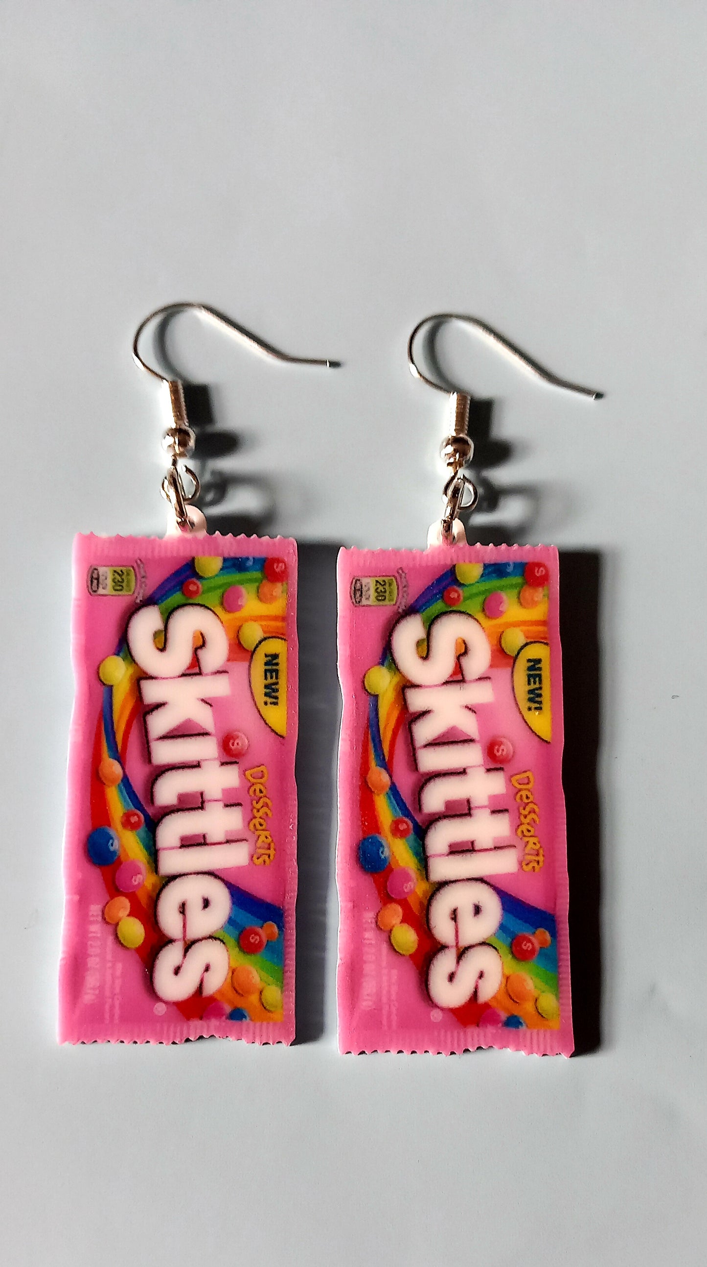 Pink Skittles acrylic earrings