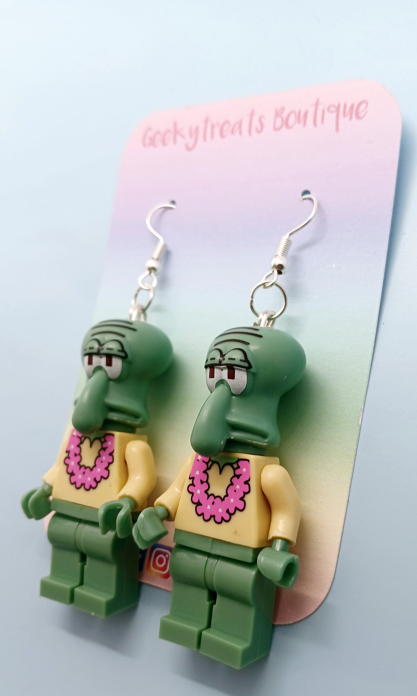 Squidward minifigure earrings