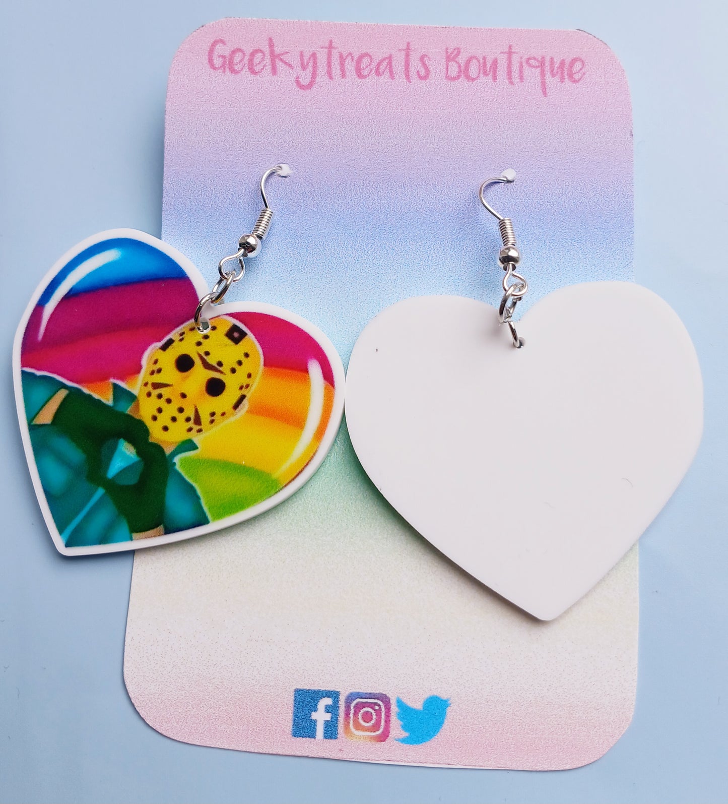 Jason Voorhees Friday the 13th heart earrings