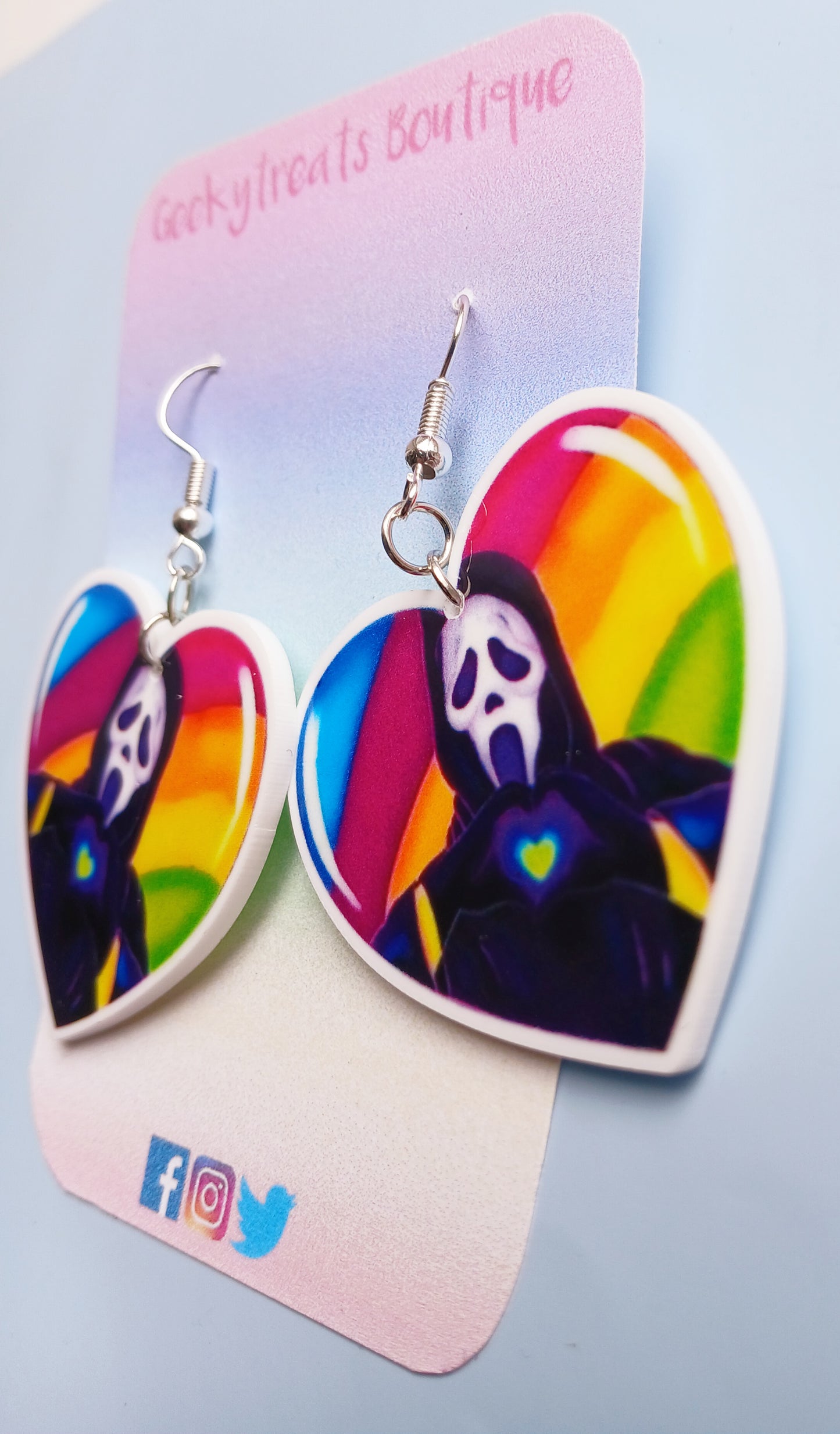 Ghostface heart earrings