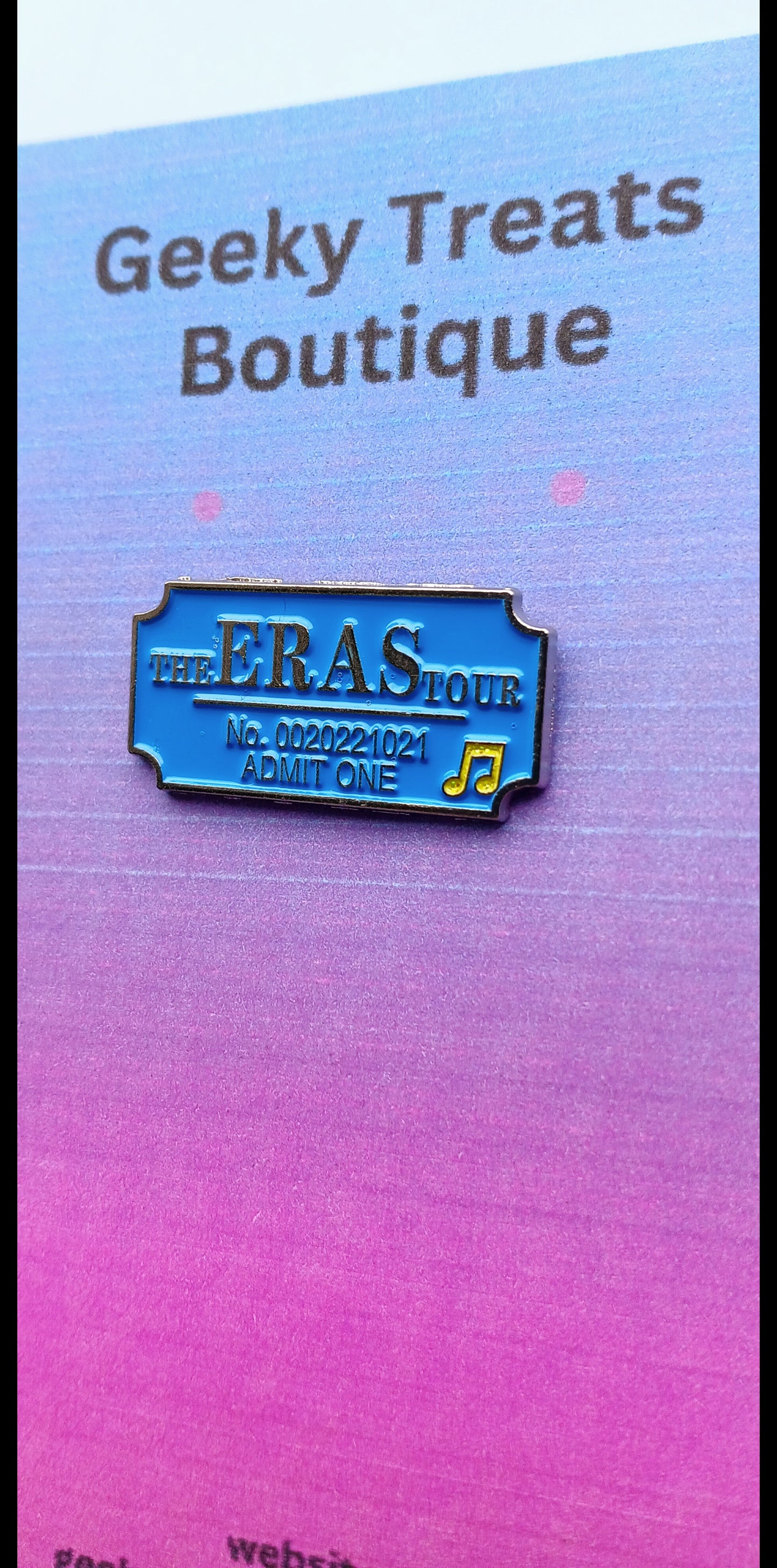 Eras tour ticket pin badge