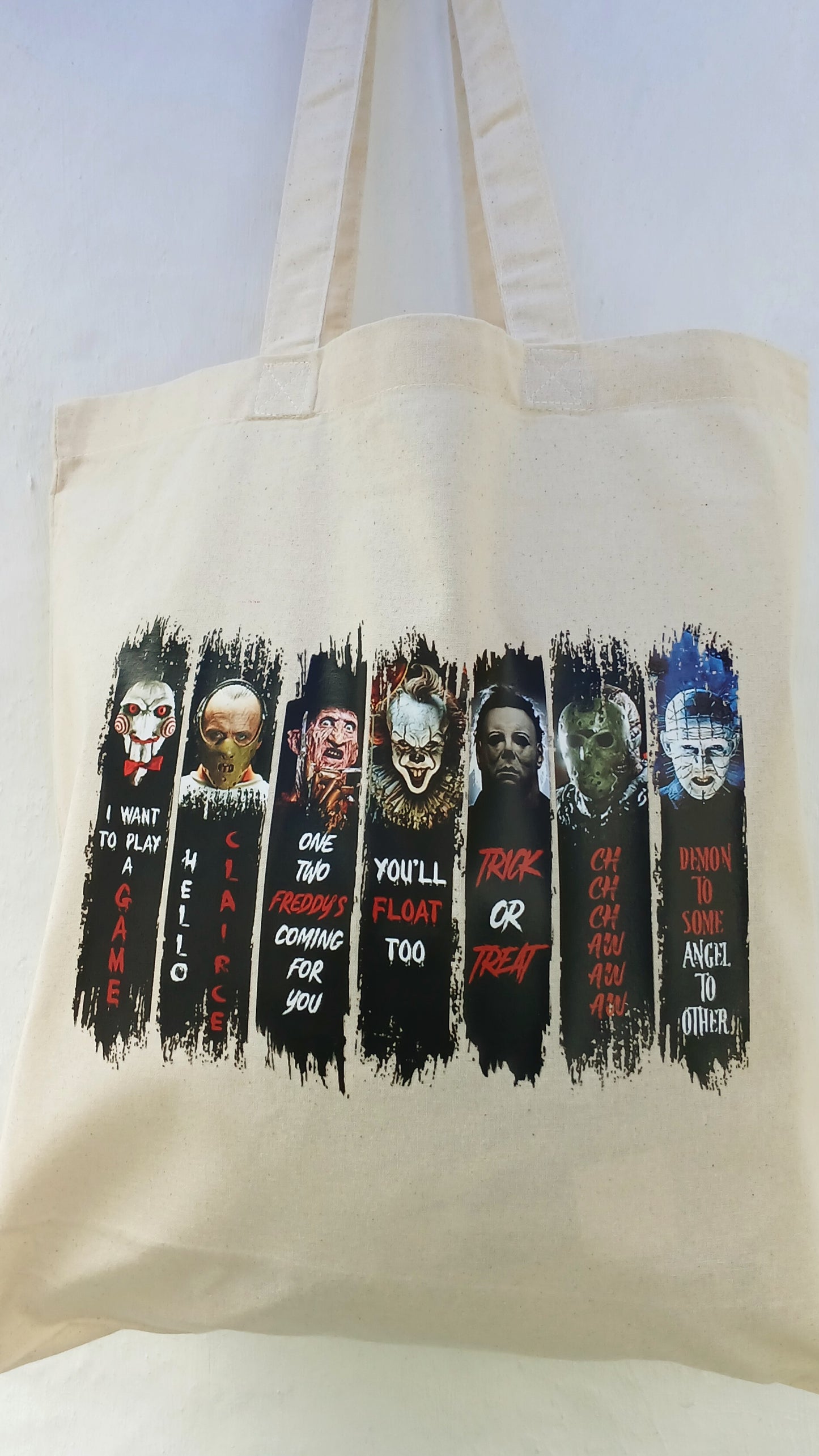 Horror characters white cotton bags