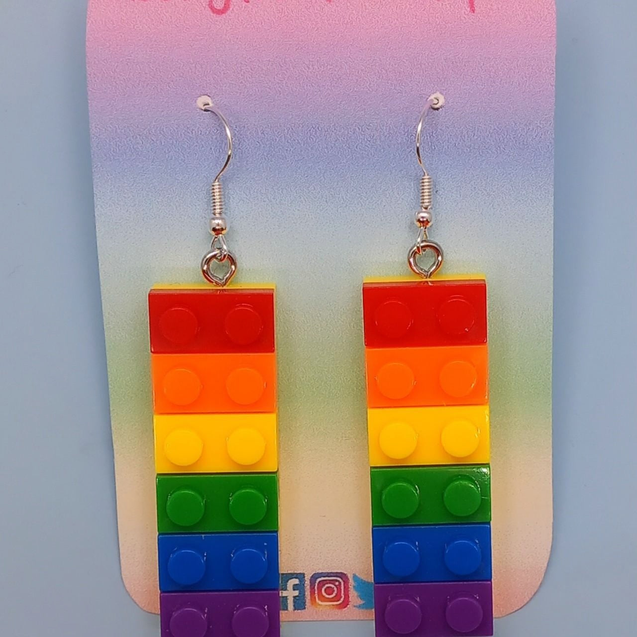 Rainbow brick pride earrings