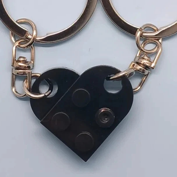 Black heart lego inspired keyring