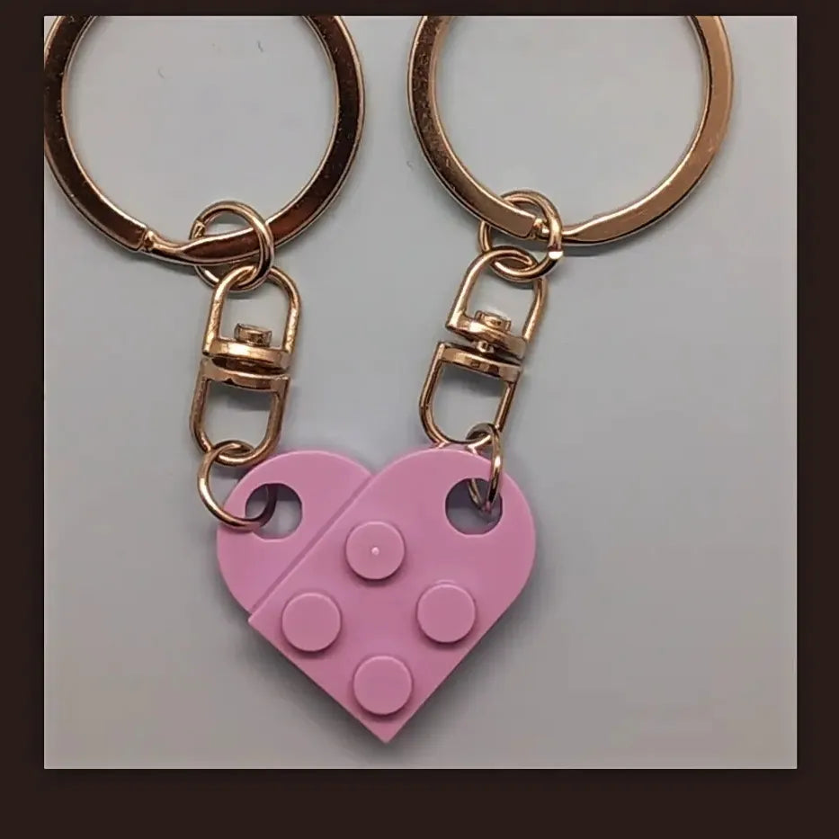 Purple heart lego inspired brick keyring