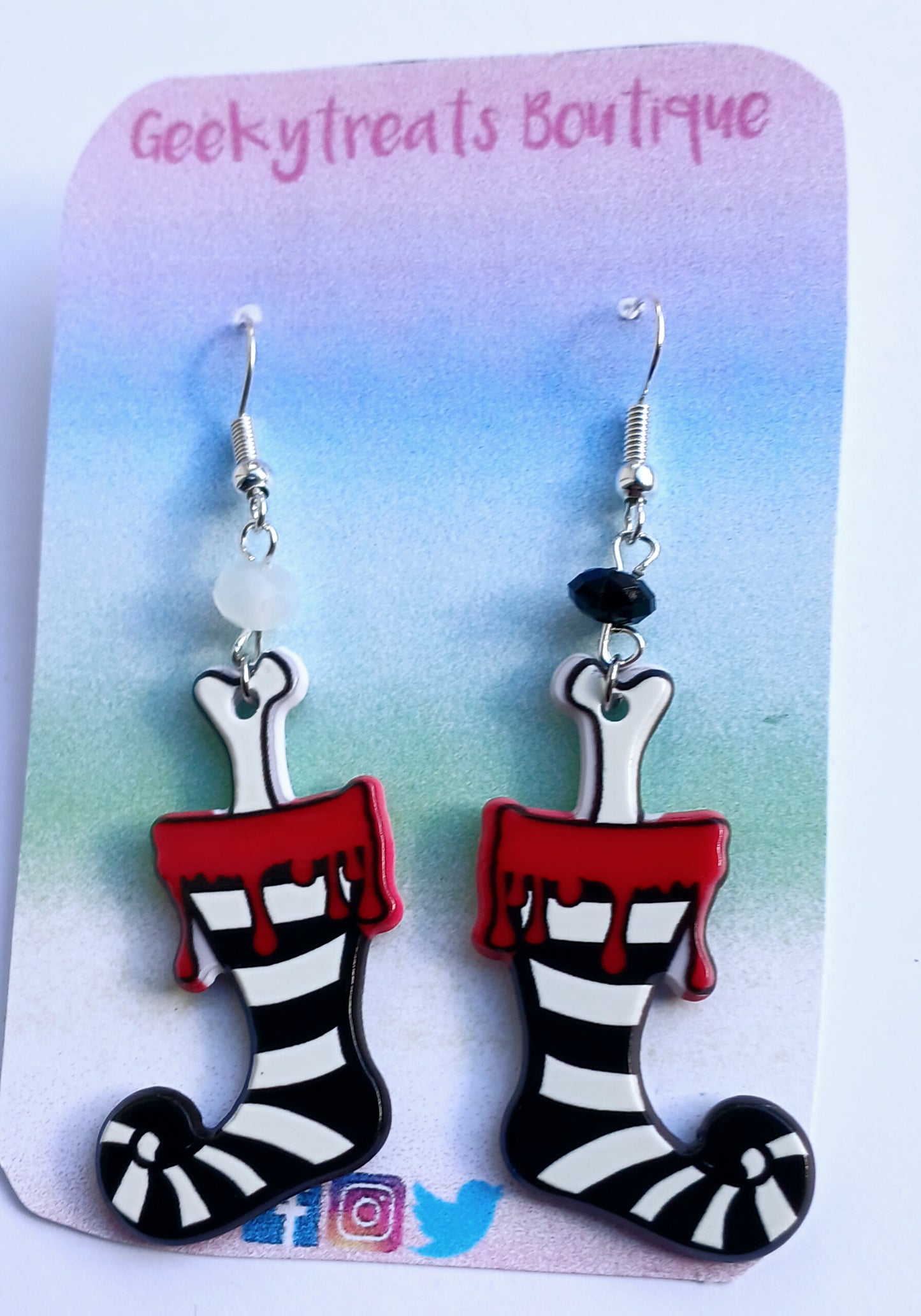 Bone stocking earrings