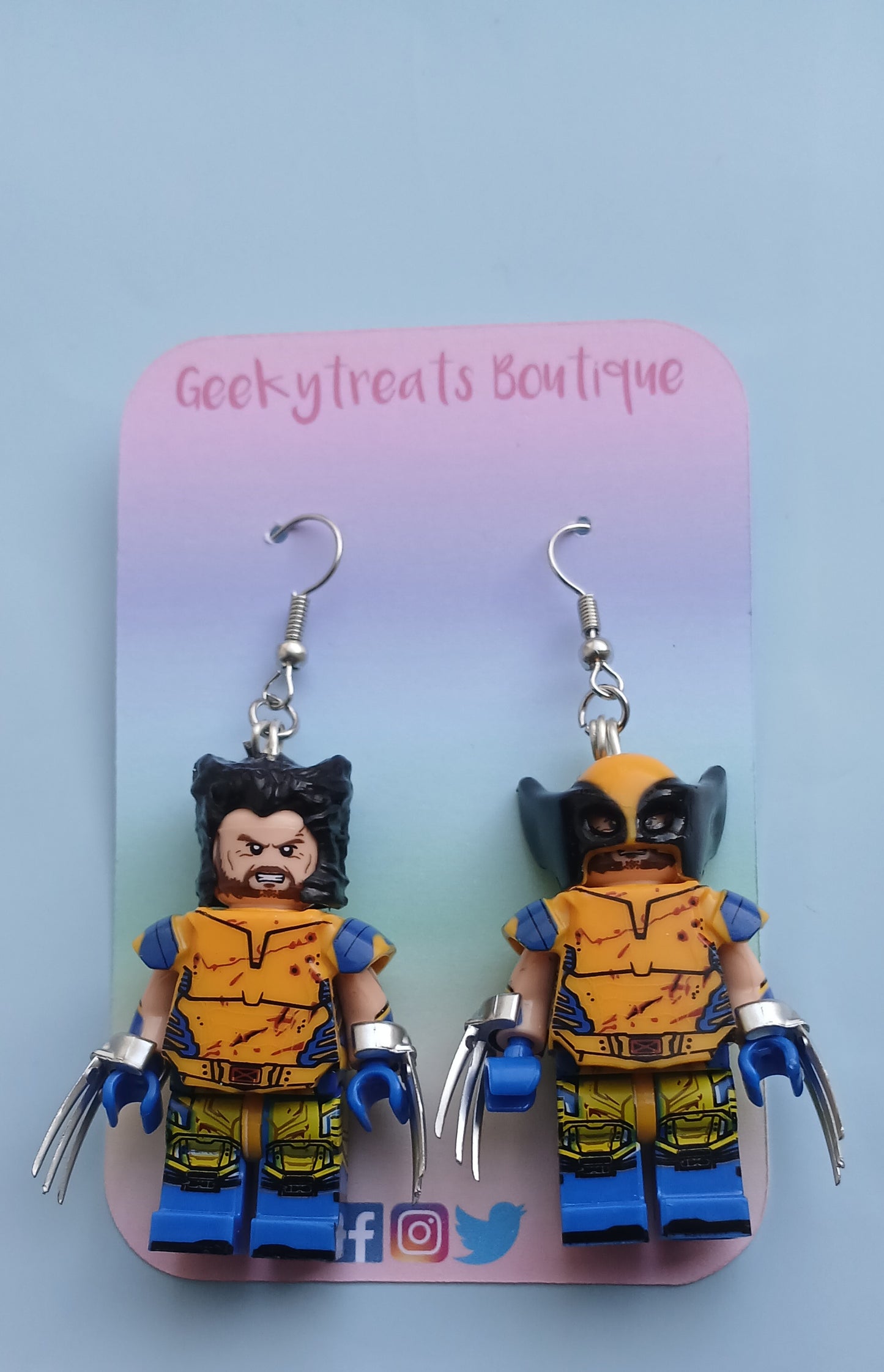 Wolverine Logan minifigure earrings