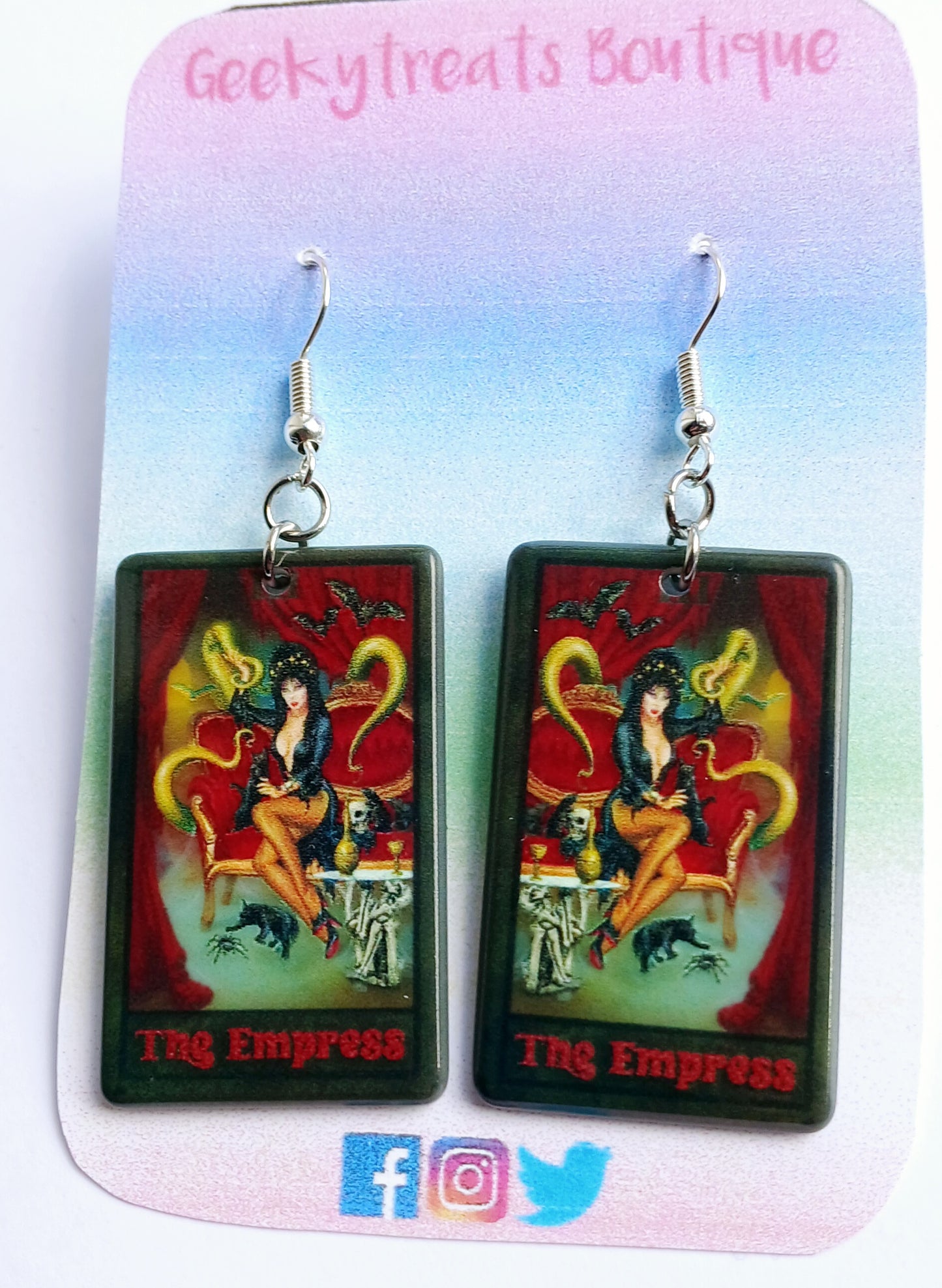 Elvira tarot card earrings