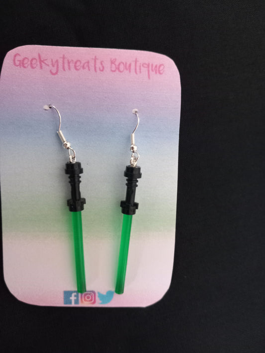 Green & Black lightsaber earrings