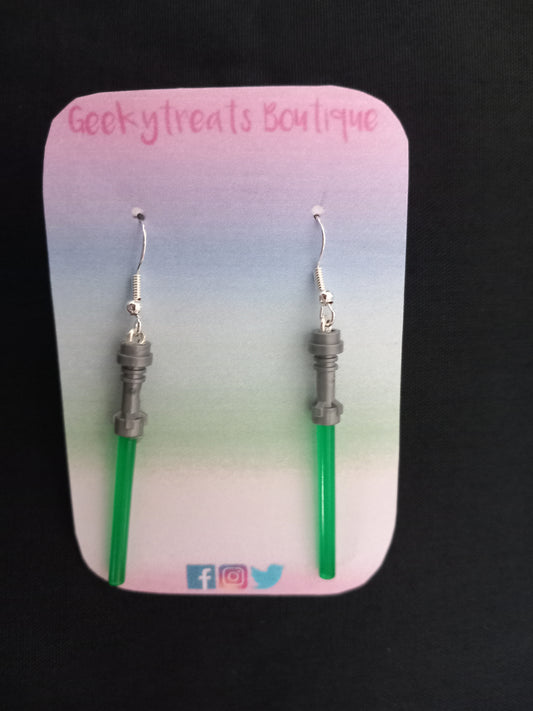 Green & Grey lightsaber earrings
