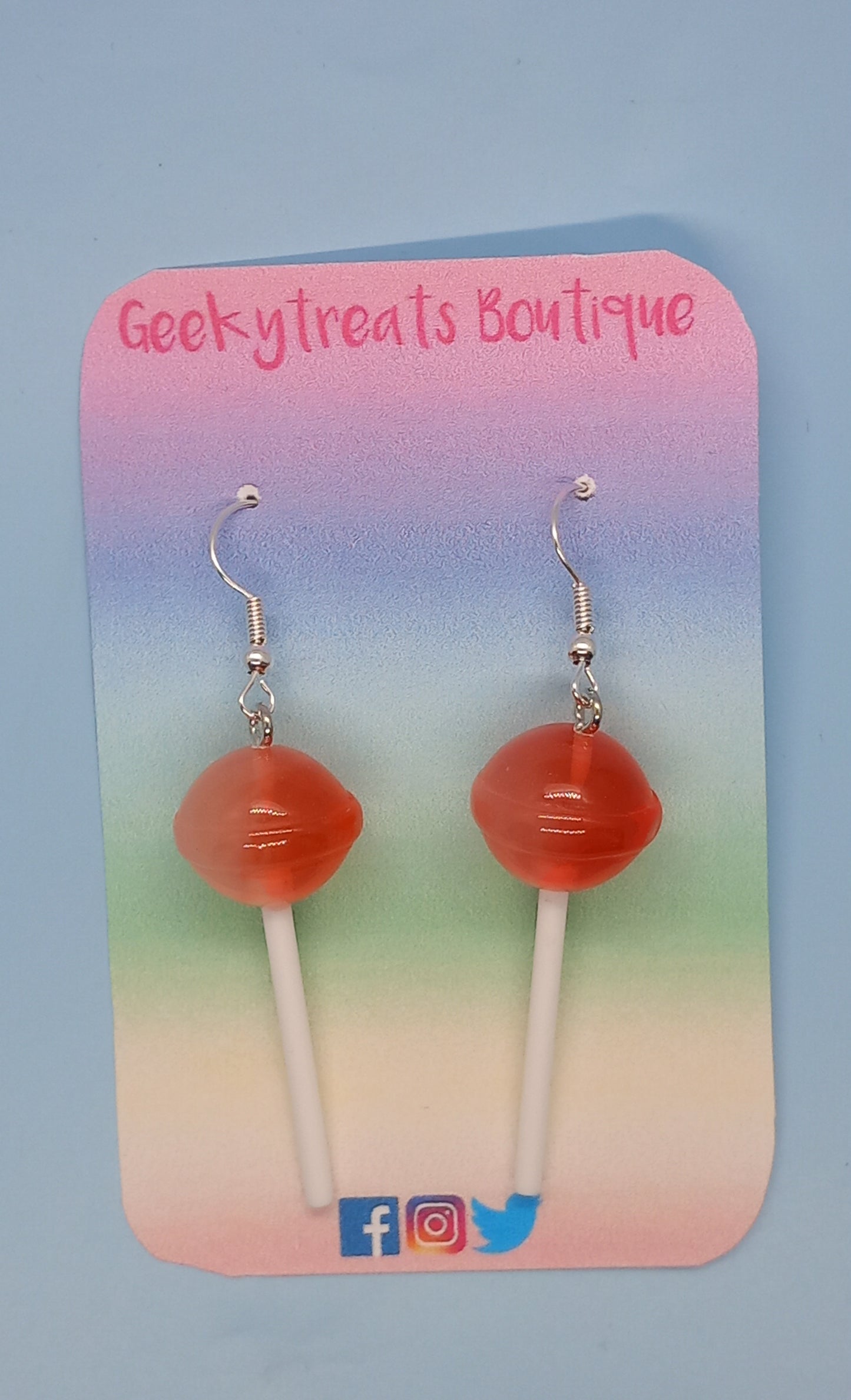 Red lollypop earrings