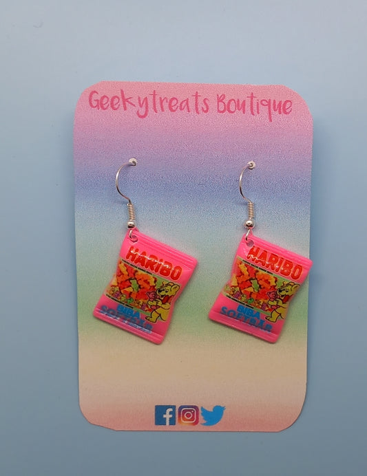 Pink haribo novelty earrings