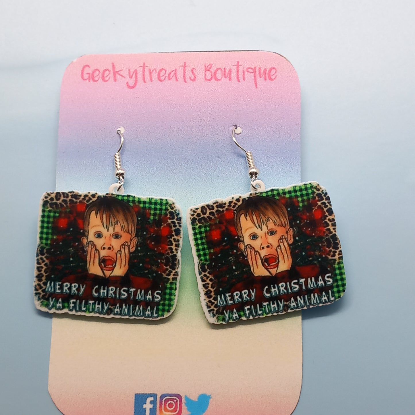 Kevin home alone Christmas earrings
