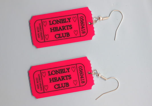 Pink lonely hearts club earrings