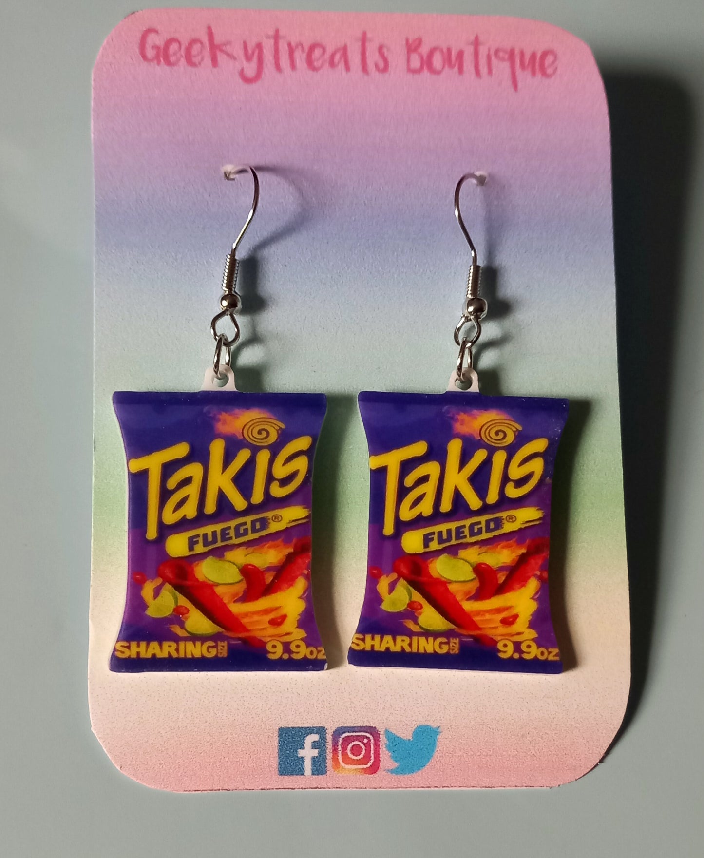 Novelty acrylic Takis earrings