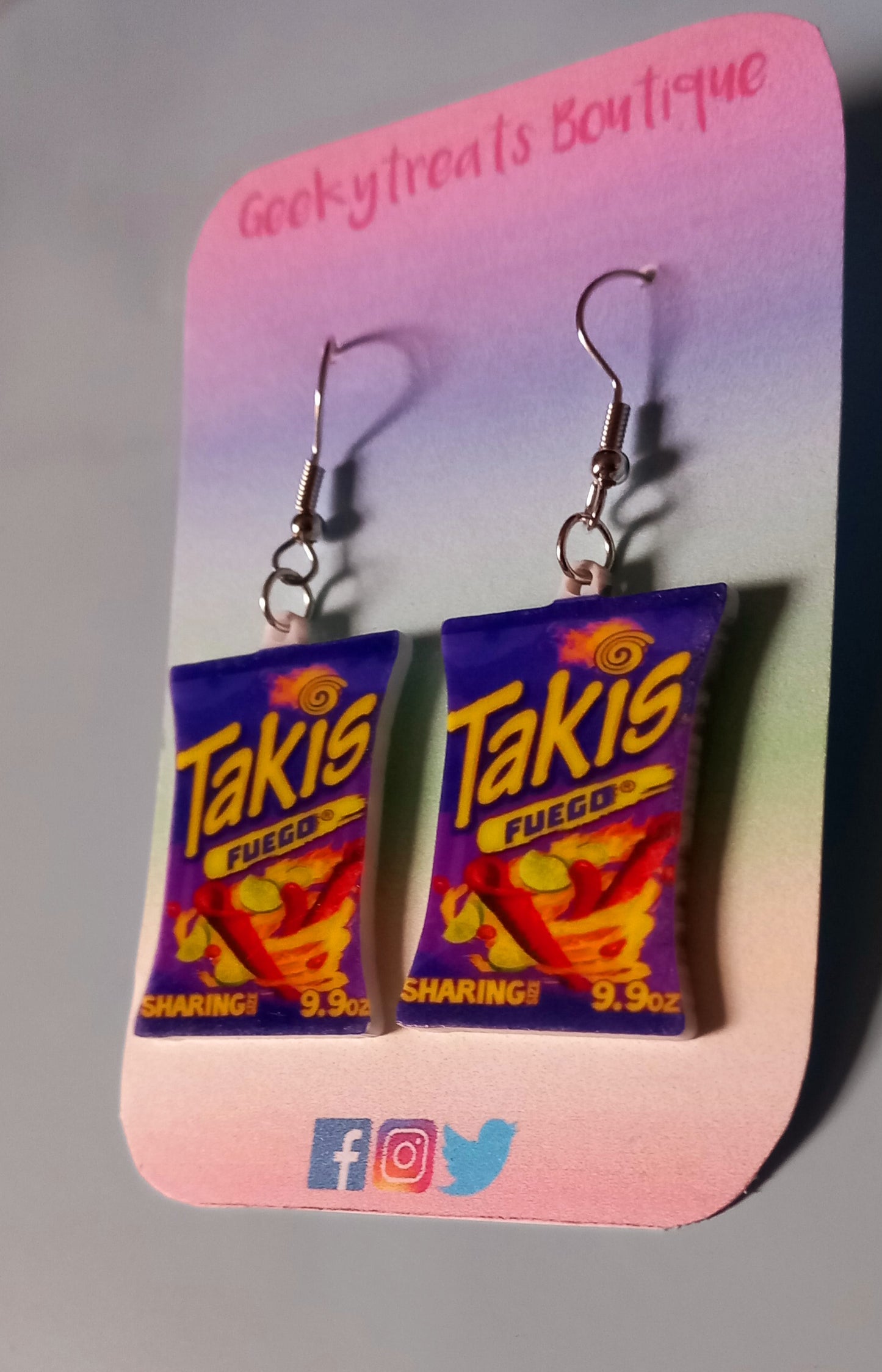 Novelty acrylic Takis earrings
