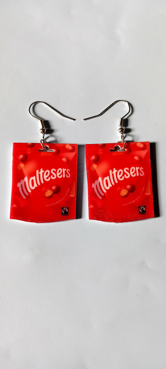 Maltesers chocolate acrylic earrings