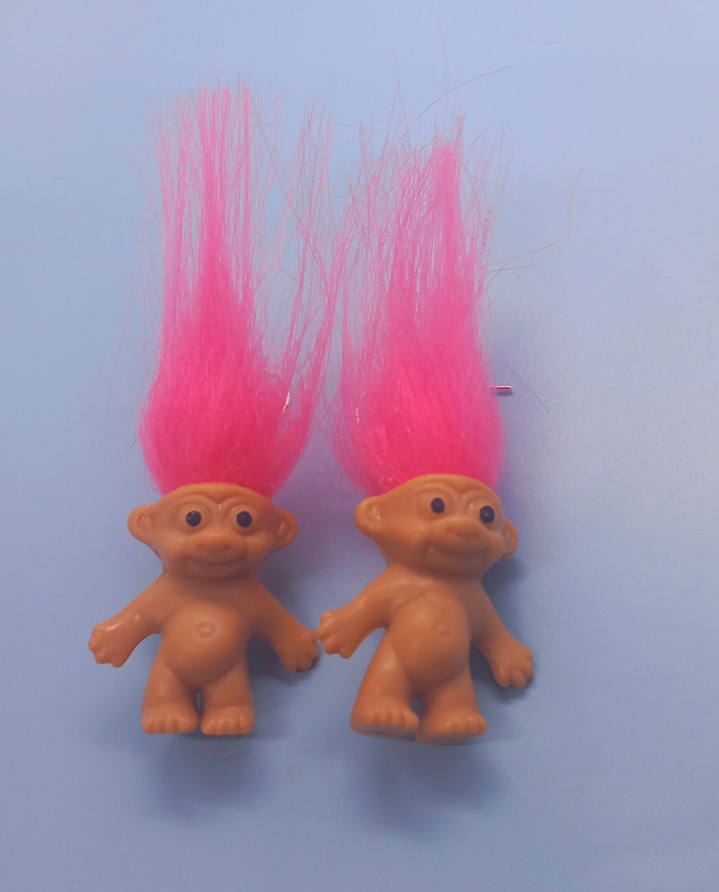 Pink haired troll earrings