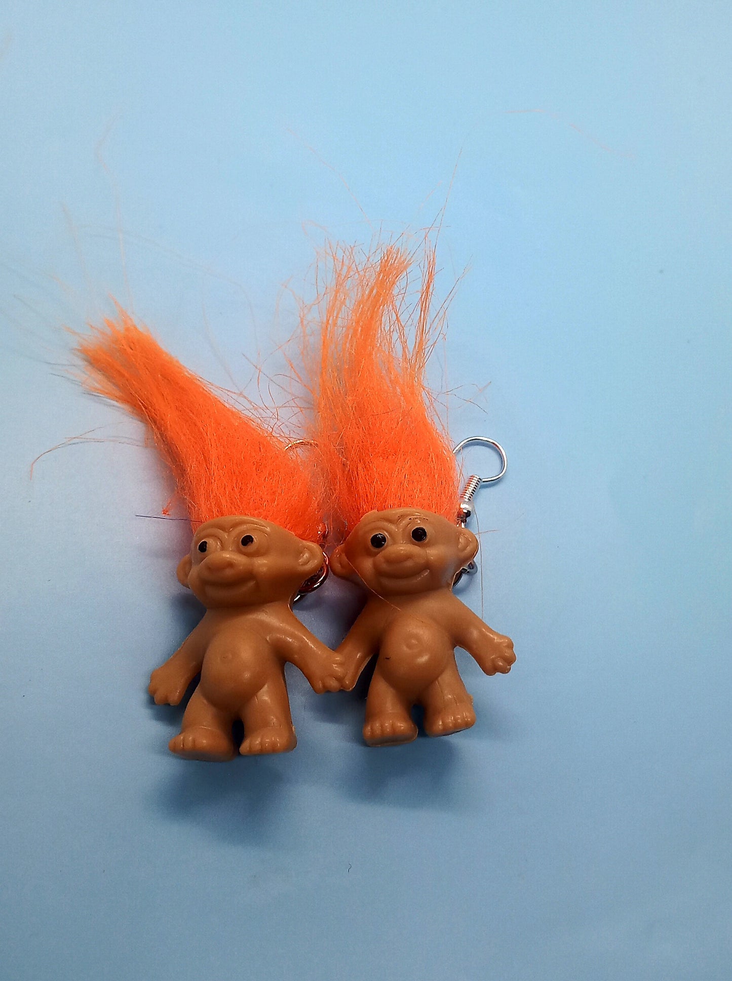 Orange haired troll earrings