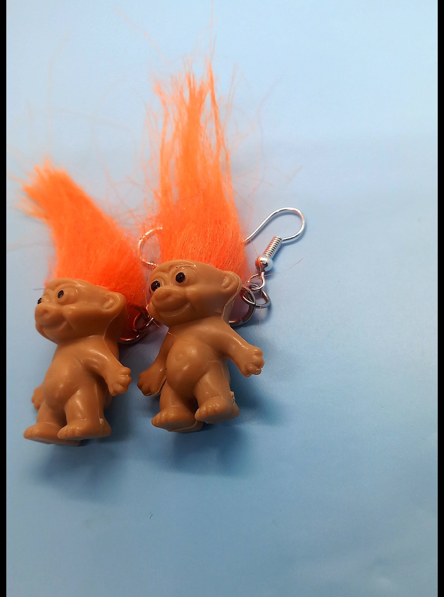 Orange haired troll earrings