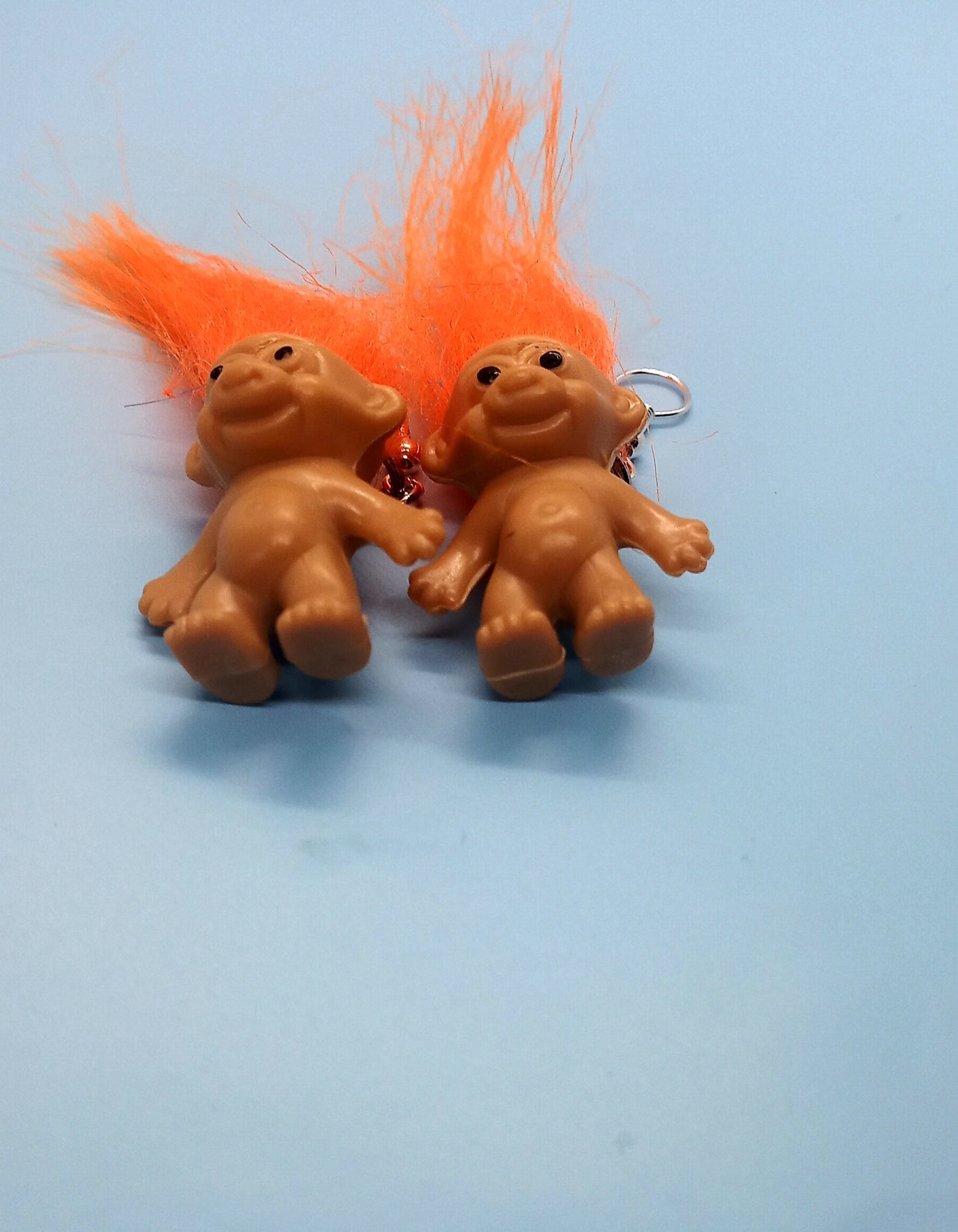 Orange haired troll earrings