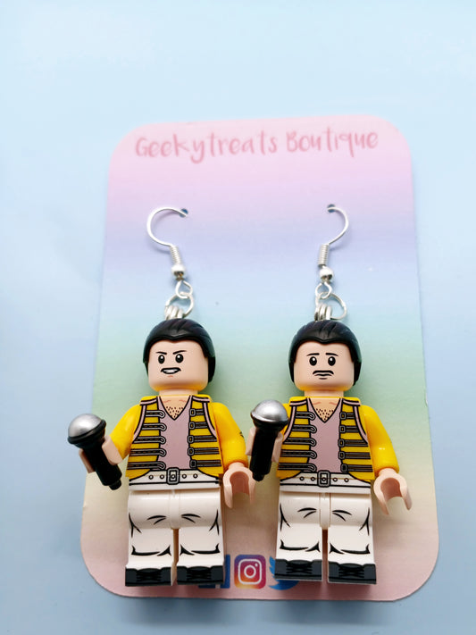 Freddy mercury minifigure earrings