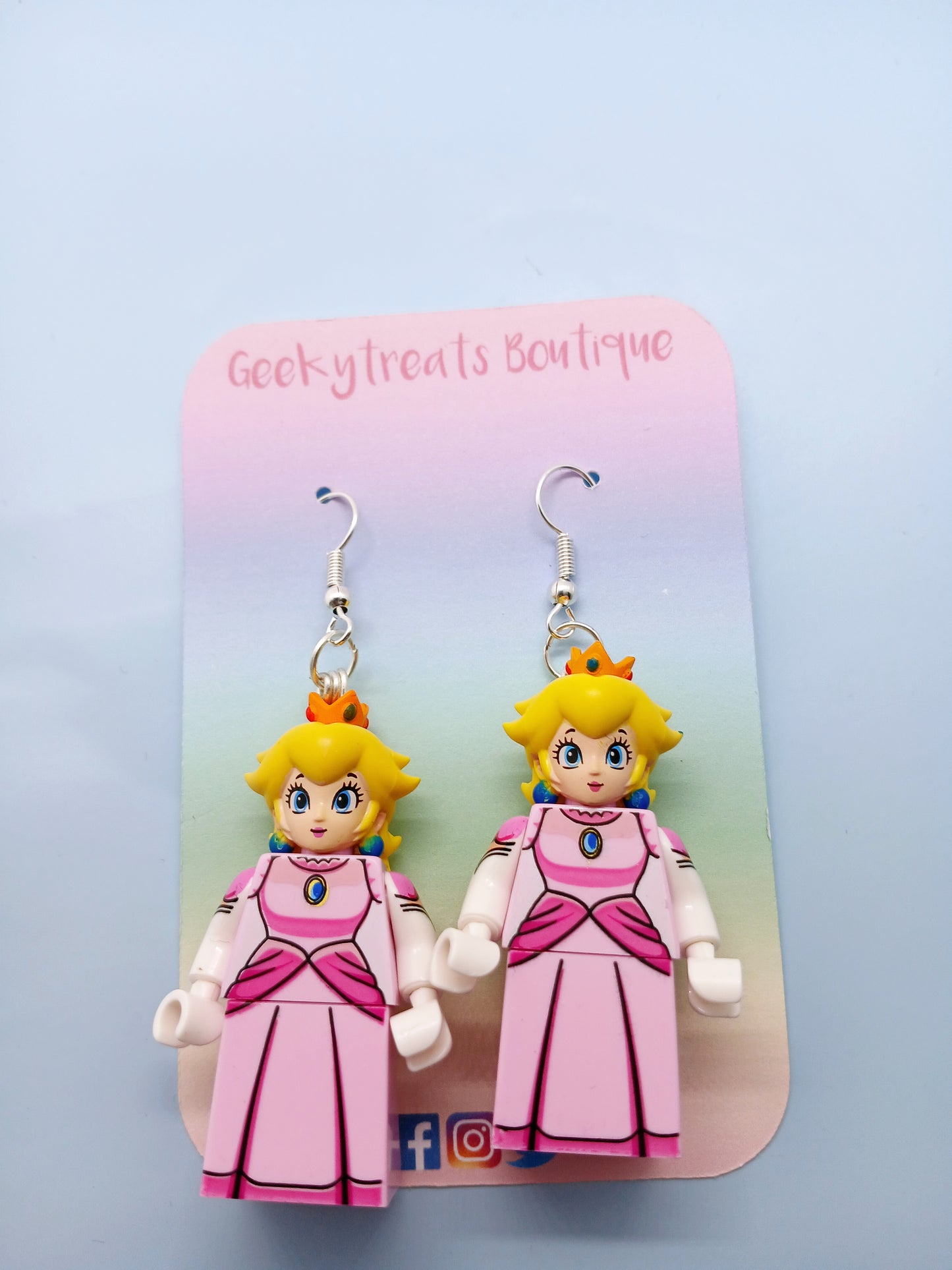 Princess peach minifigure earrings