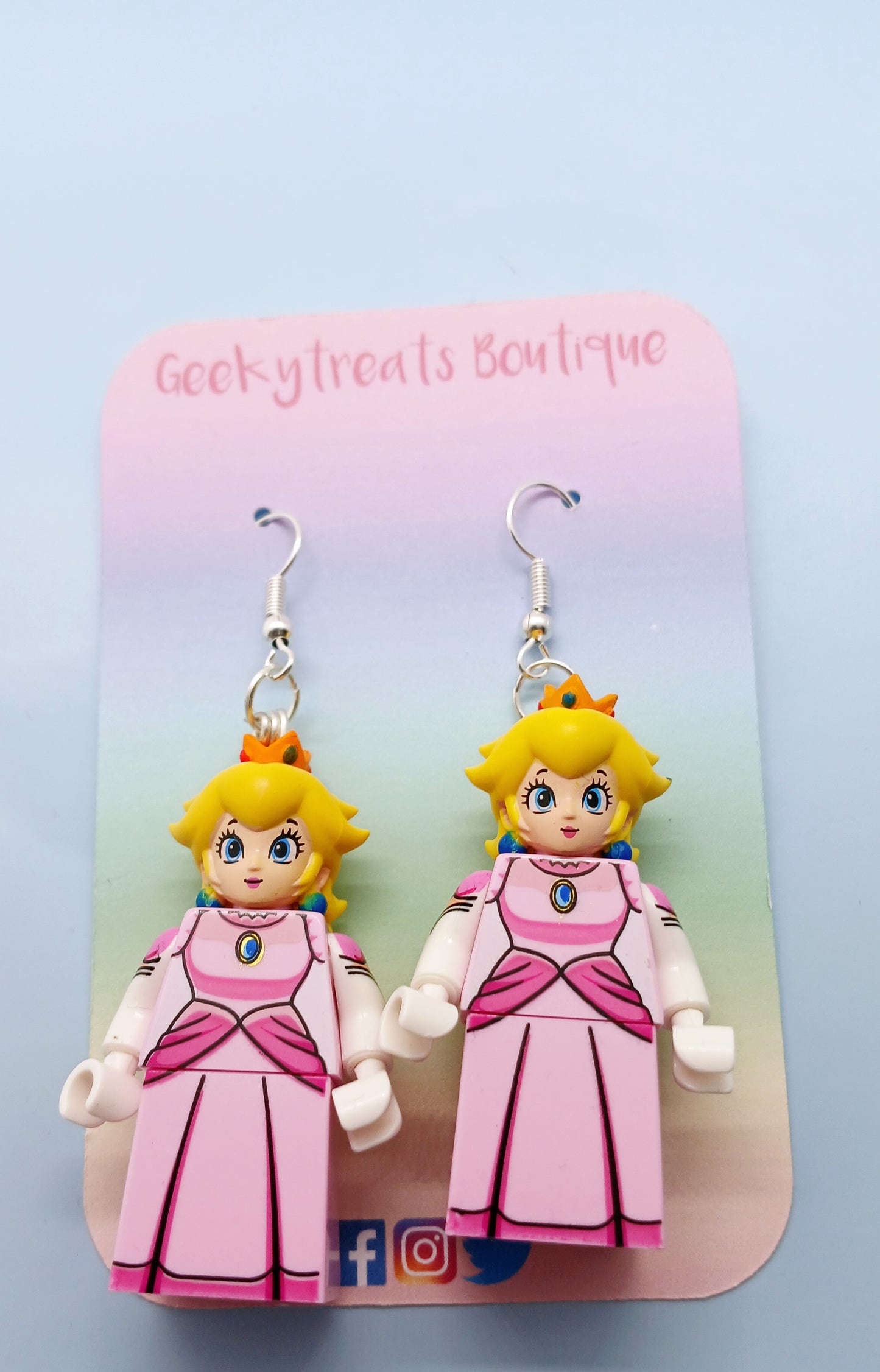 Princess peach minifigure earrings
