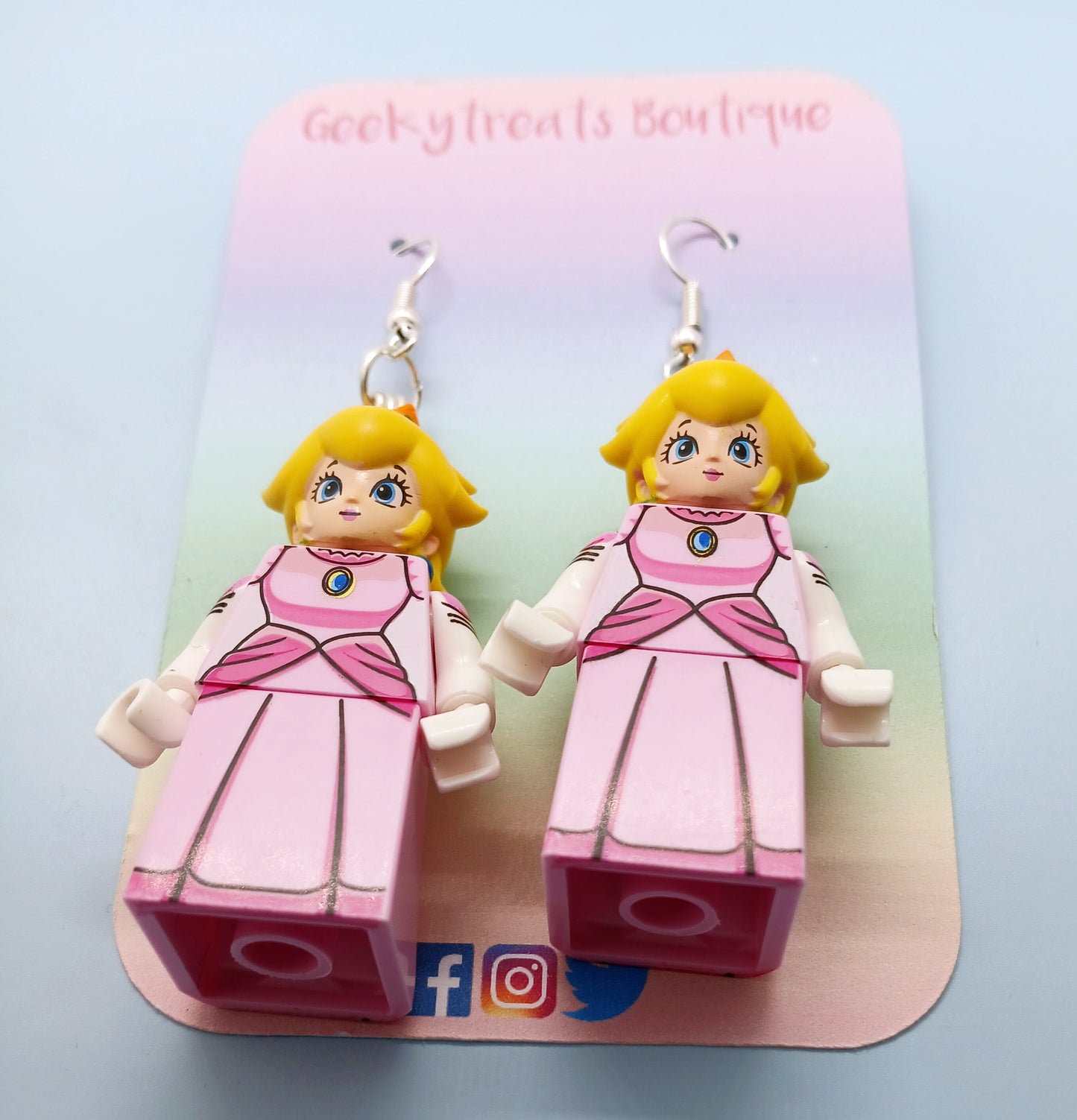 Princess peach minifigure earrings