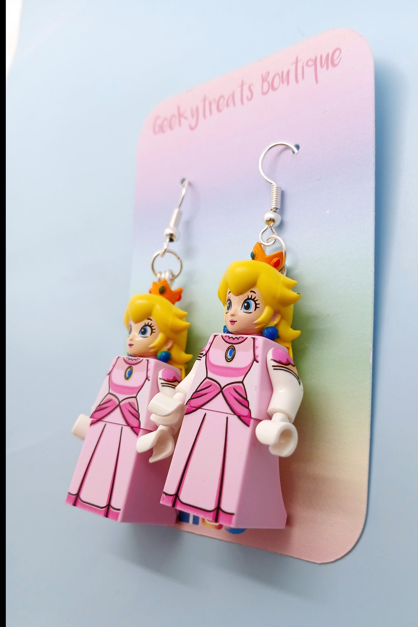 Princess peach minifigure earrings