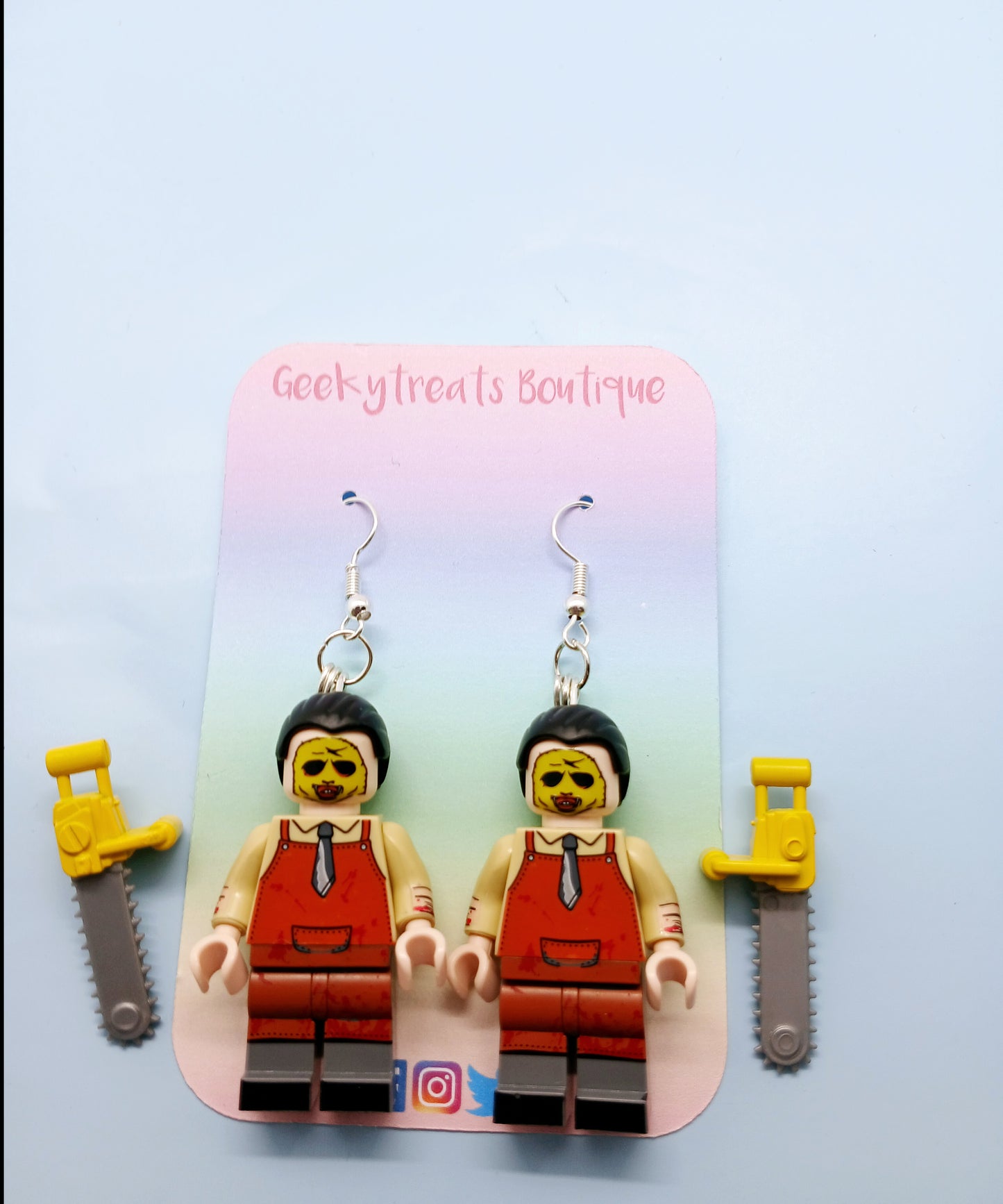 Leatherface minifigure earrings