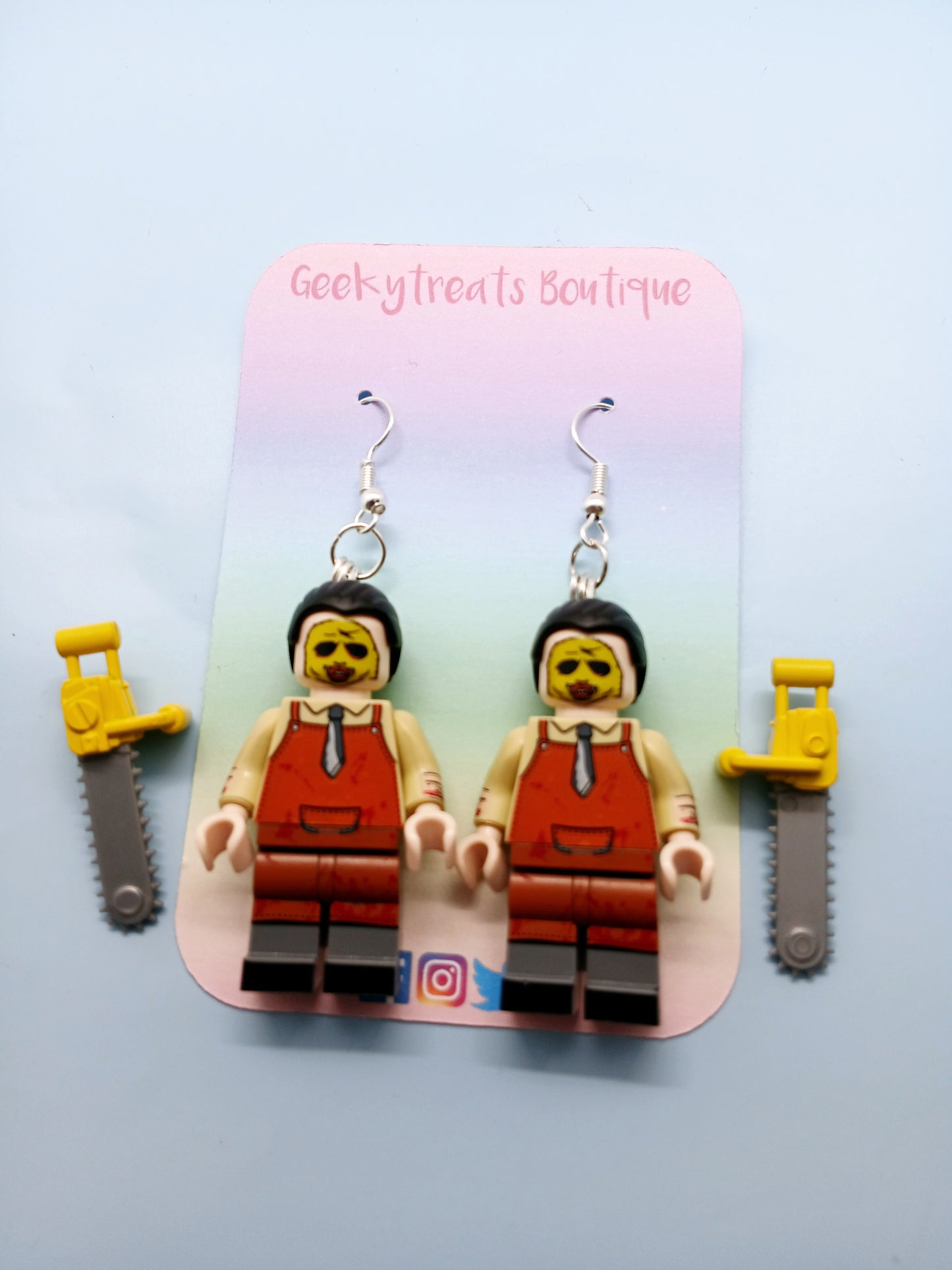 Leatherface minifigure earrings