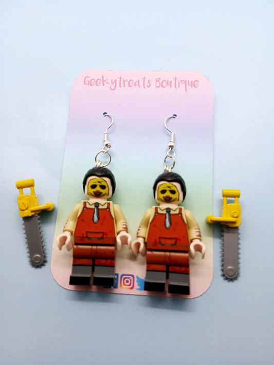 Leatherface minifigure earrings