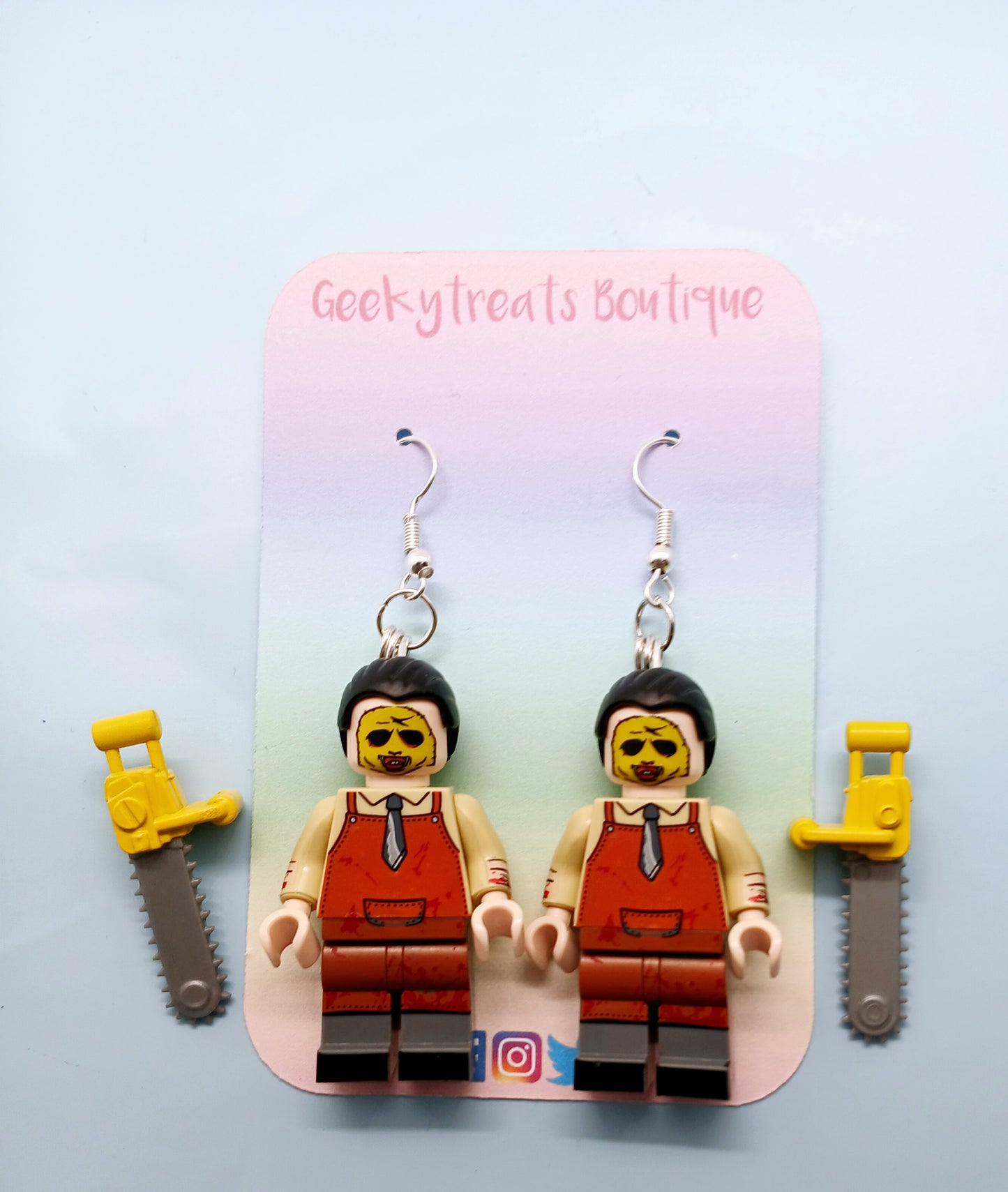 Leatherface minifigure earrings
