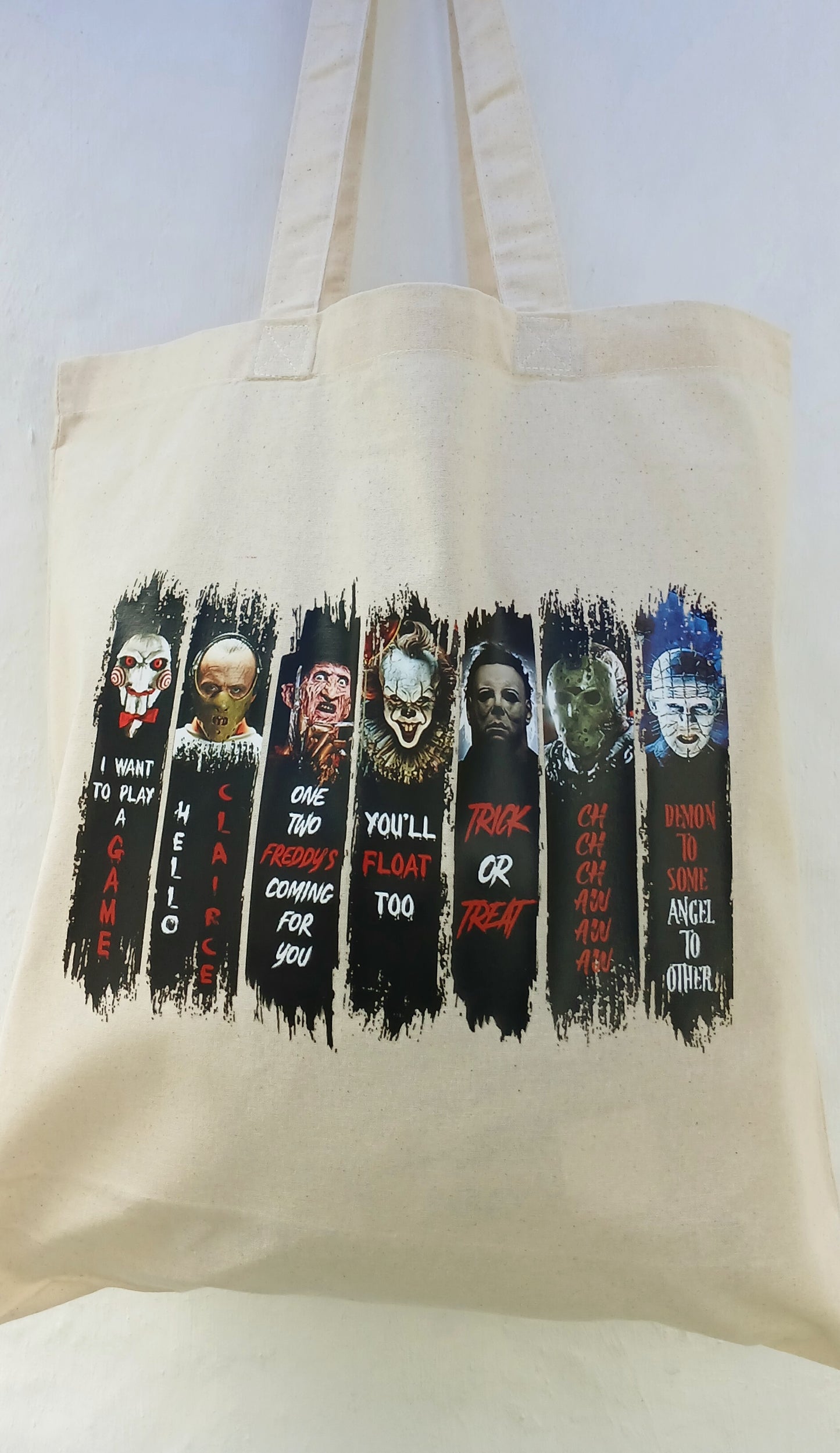 Horror characters white cotton bags