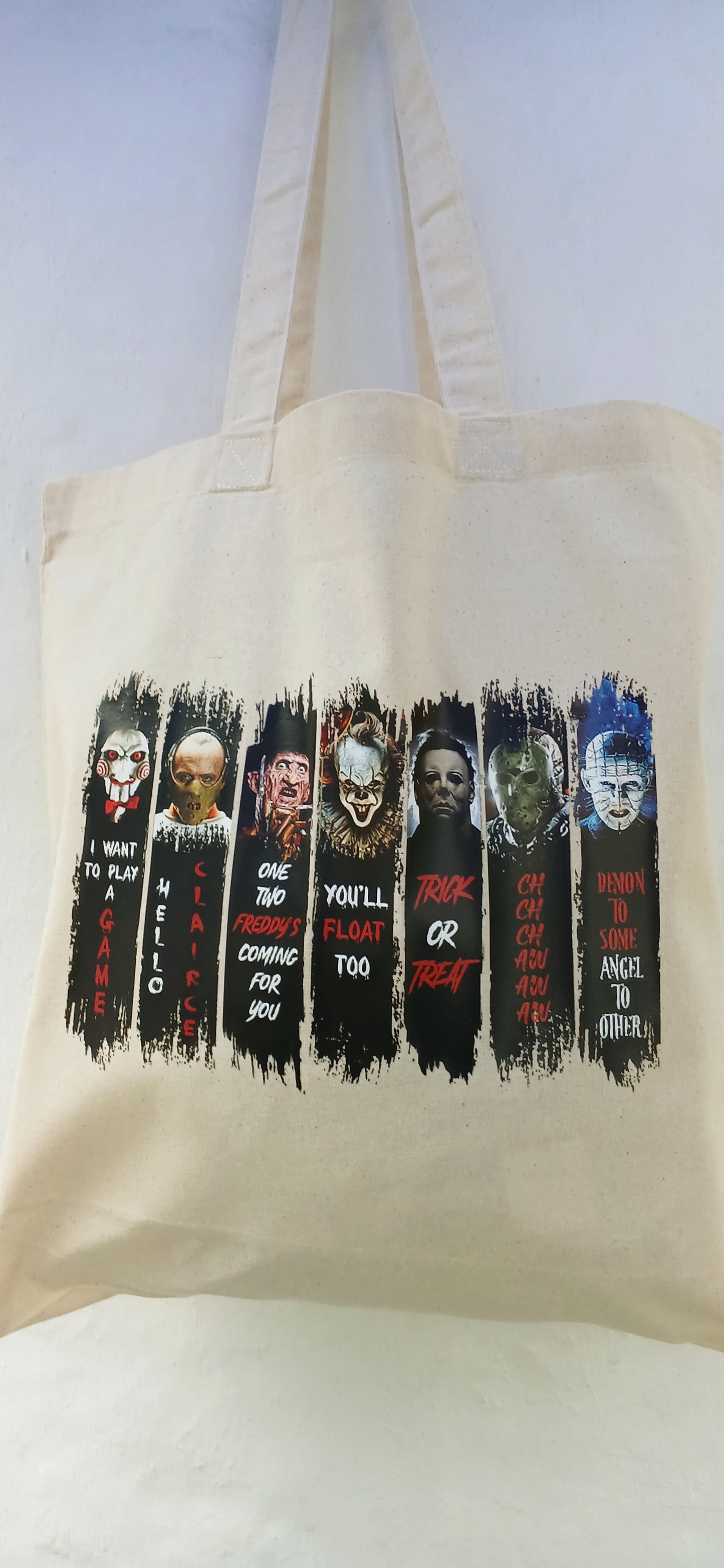 Horror characters white cotton bags