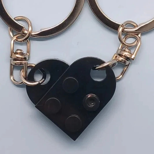 Black heart lego inspired keyring