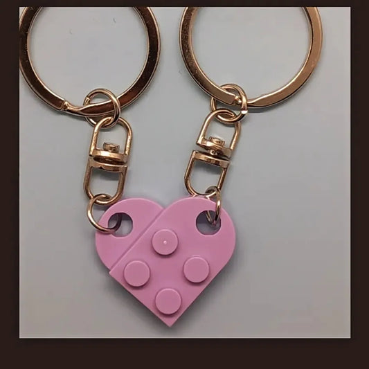 Purple heart lego inspired brick keyring