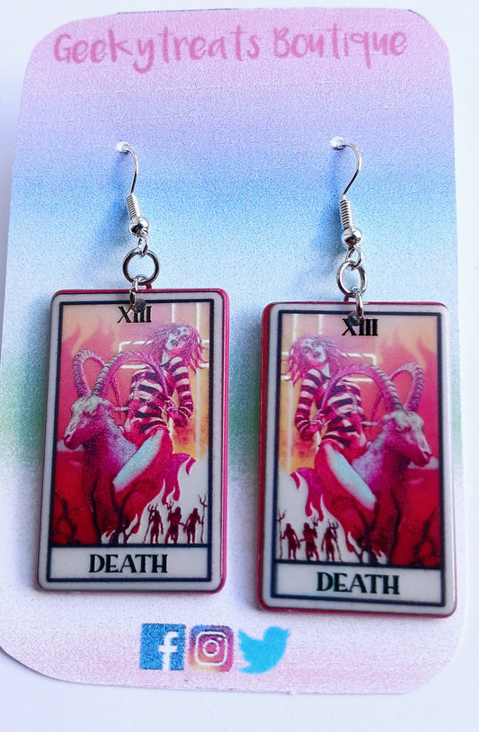 Beetlejuice tarot card earrings