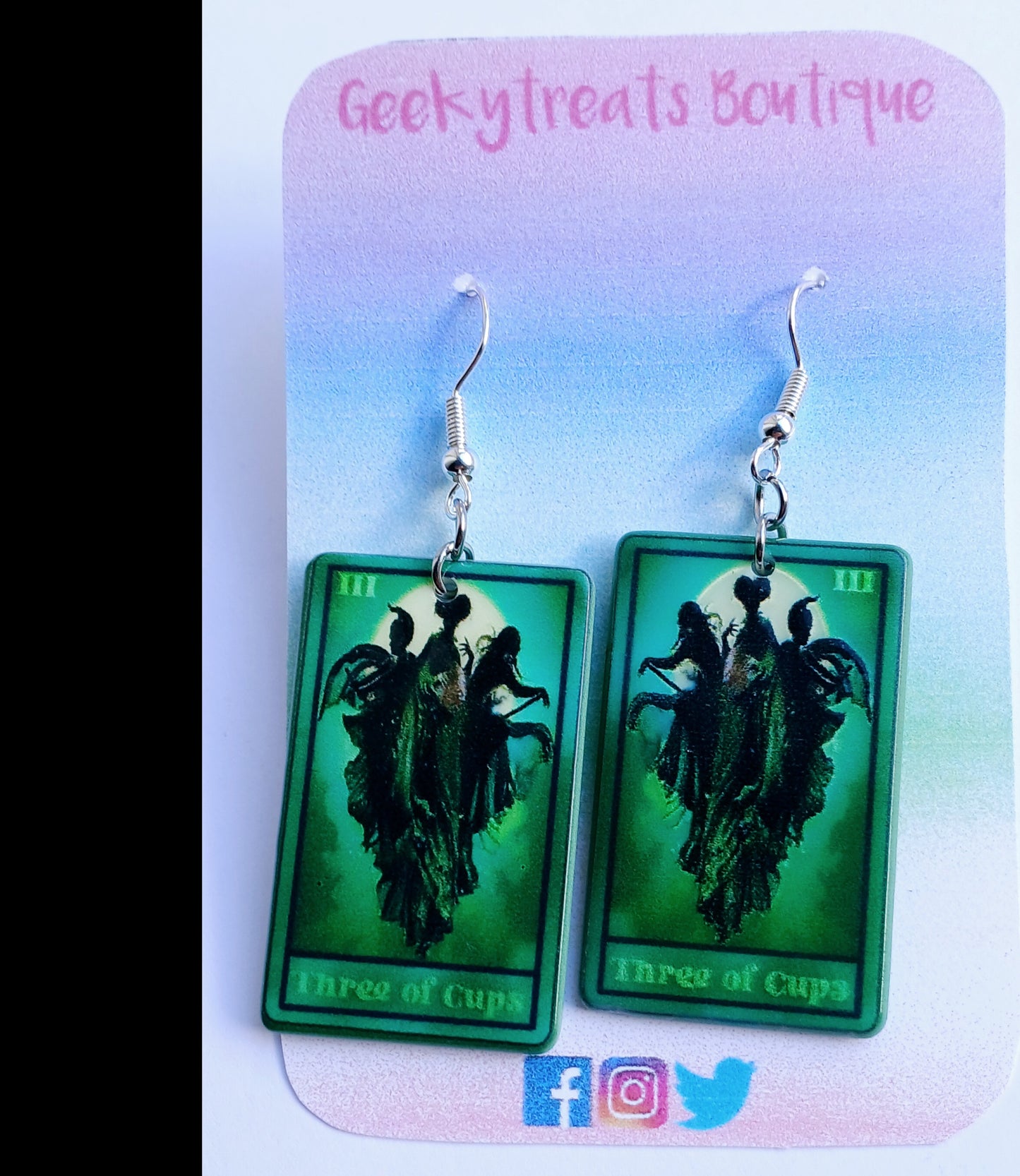 Hocus pocus tarot card earrings