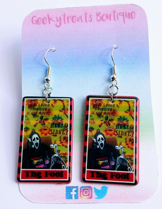 Ghostface tarot card earrings