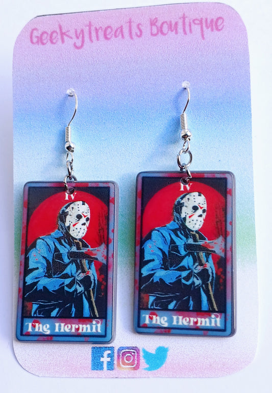 Jason Voorhees tarot card earrings