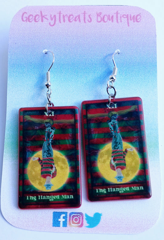 Freddy Krueger tarot card earrings