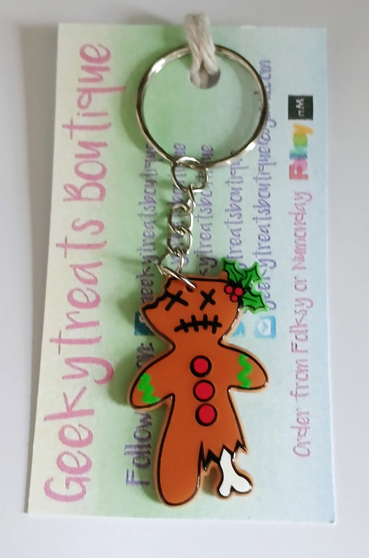 Gingerbread man christmas keyring